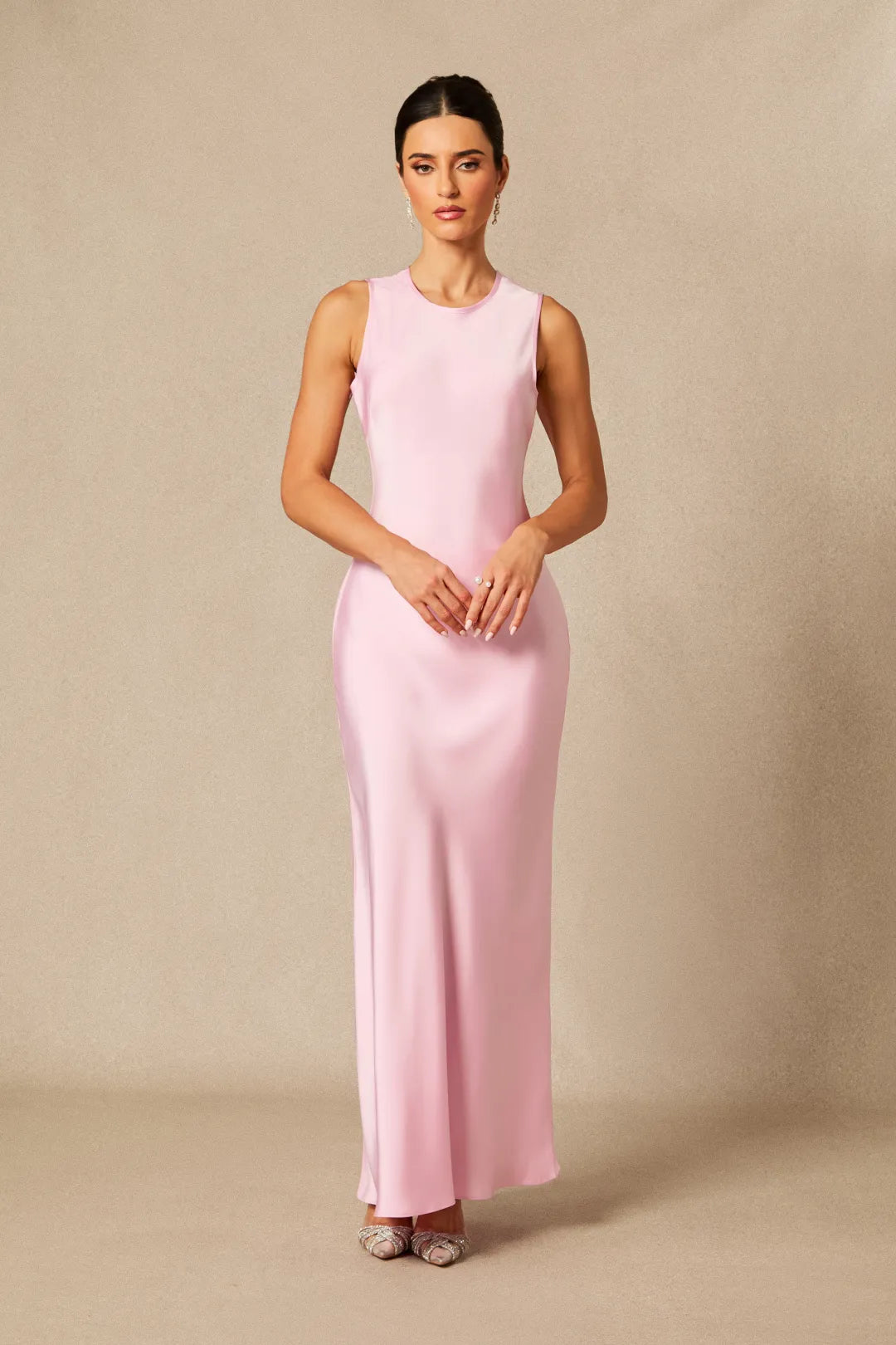 Juliana Crew Neck Sleeveless Maxi Dress with Cape