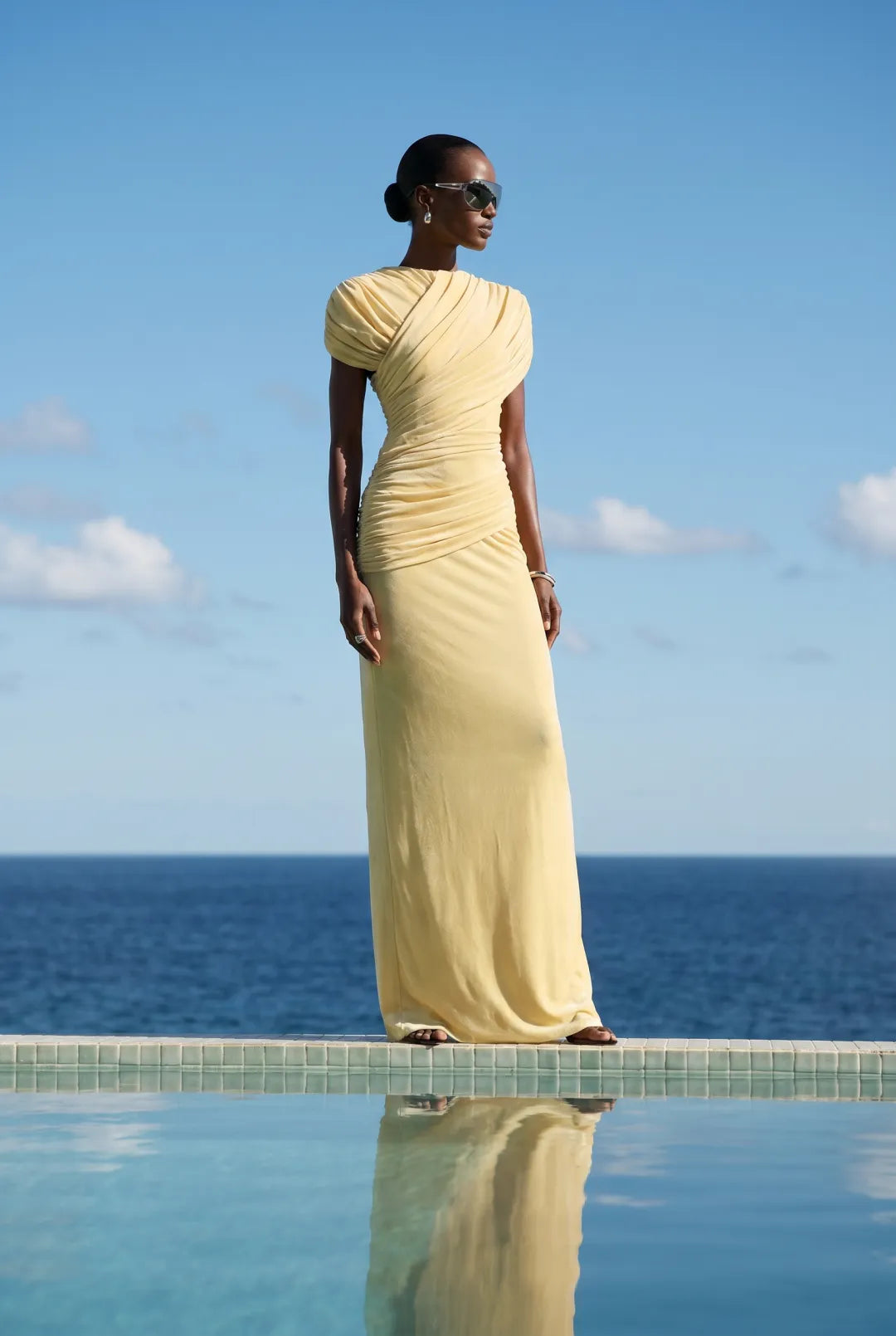 Made to Shine Yellow Off Shoulder Ruched Maxi Dress