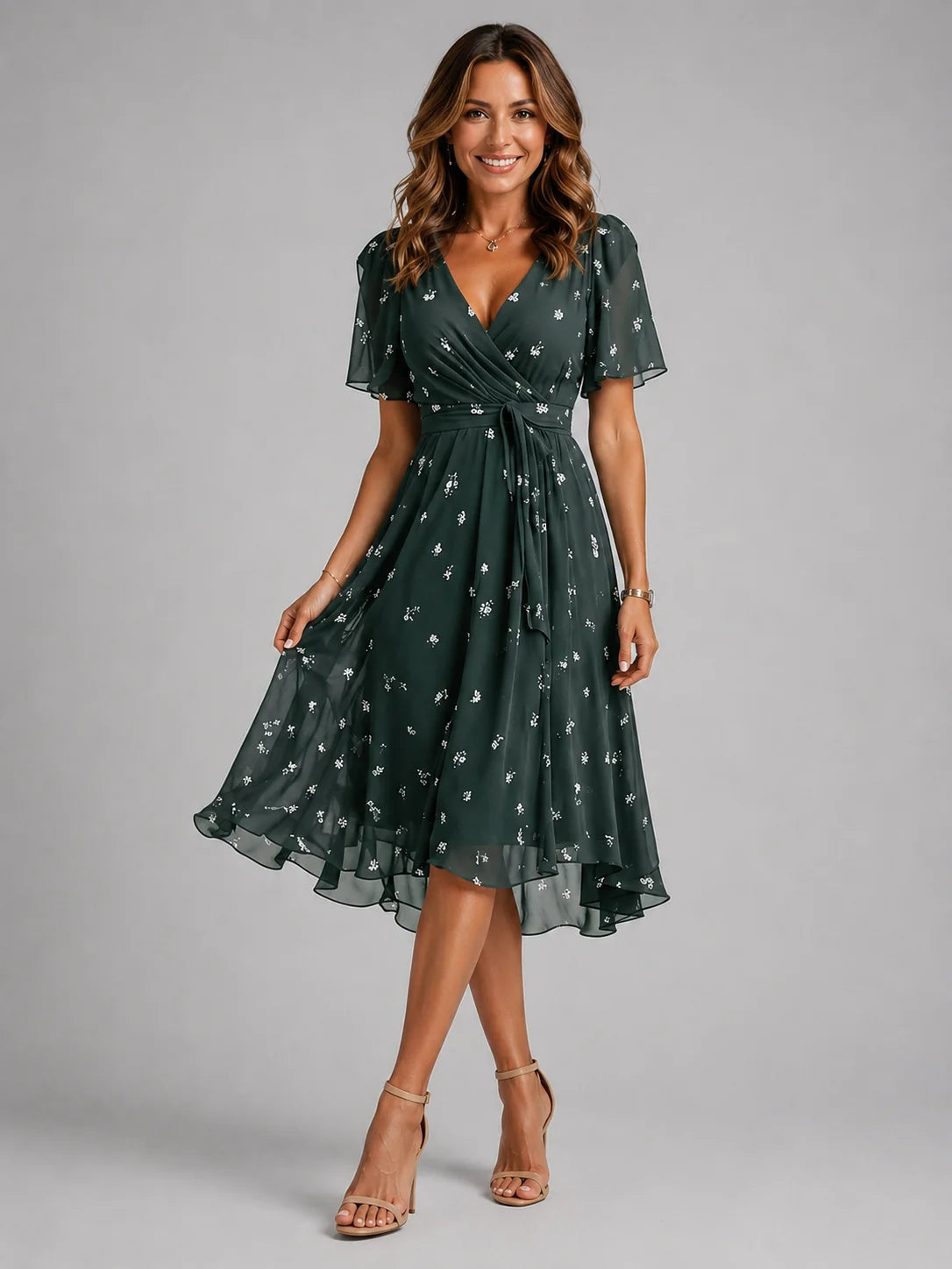 Women’s V-Neck Summer Dress – Flowing Silhouette