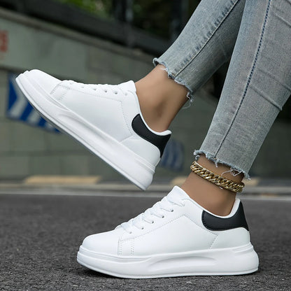 Women's White Leather Sneakers - Light and Comfortable