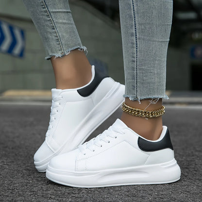 Women's White Leather Sneakers - Light and Comfortable
