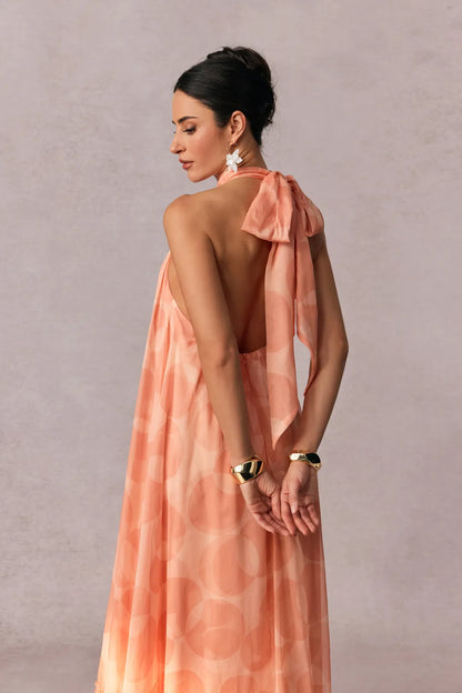 Stephanie Printed Halter Neck Maxi Dress