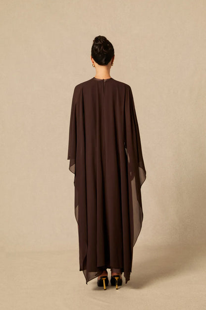 Juliana Crew Neck Sleeveless Maxi Dress with Cape