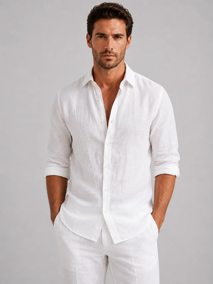 Men’s Linen Look Summer Shirt – Relaxed Fit Button-Up