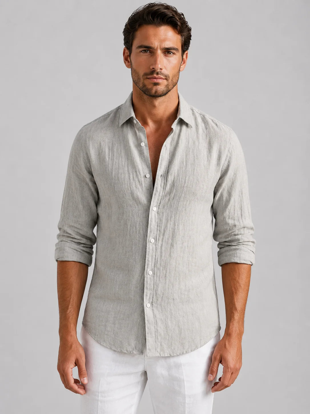 Men’s Linen Look Summer Shirt – Relaxed Fit Button-Up