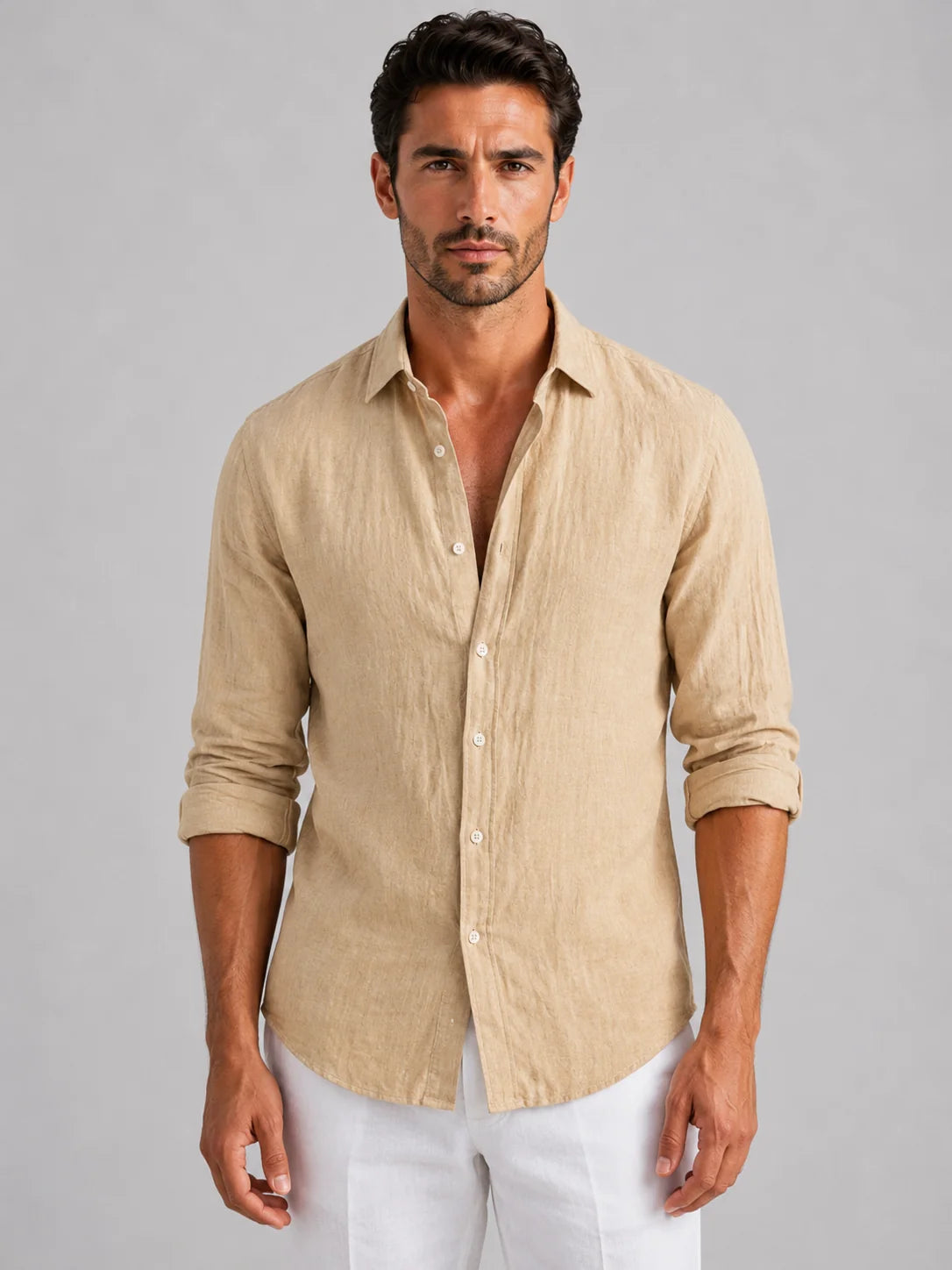 Men’s Linen Look Summer Shirt – Relaxed Fit Button-Up