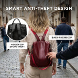 Women's Anti-Theft Leather Backpack