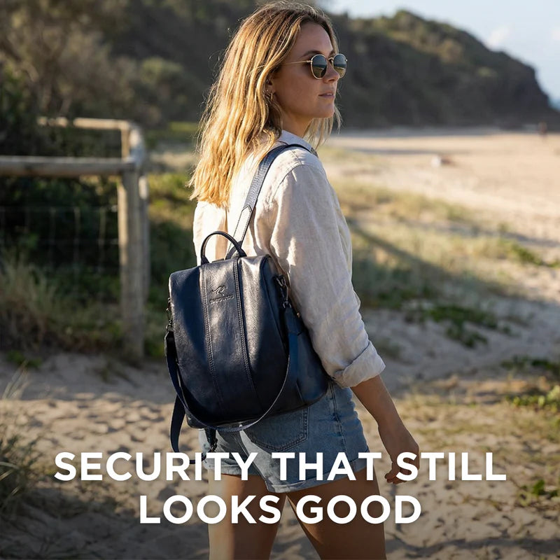 Women's Anti-Theft Leather Backpack