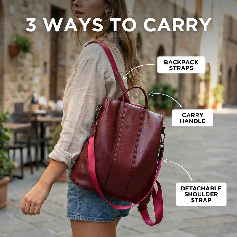 Women's Anti-Theft Leather Backpack