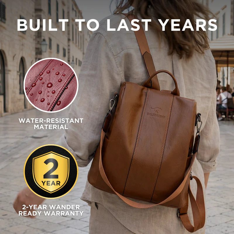 Women's Anti-Theft Leather Backpack