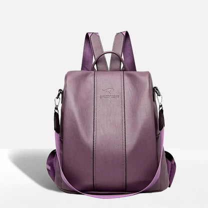 Women's Anti-Theft Leather Backpack