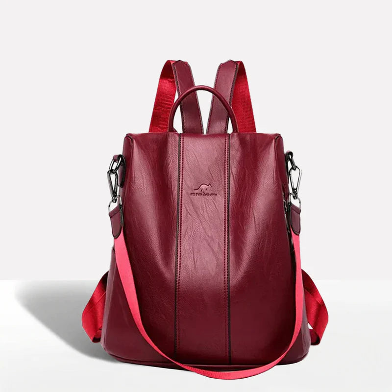 Women's Anti-Theft Leather Backpack