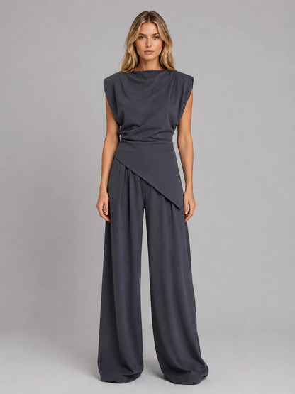 Women’s Draped Two-Piece Co-Ord Set – Relaxed Lounge Style