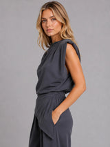 Women’s Draped Two-Piece Co-Ord Set – Relaxed Lounge Style