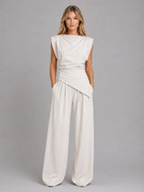 Women’s Draped Two-Piece Co-Ord Set – Relaxed Lounge Style