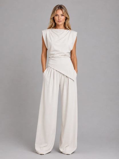 Women’s Draped Two-Piece Co-Ord Set – Relaxed Lounge Style