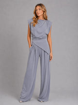 Women’s Draped Two-Piece Co-Ord Set – Relaxed Lounge Style
