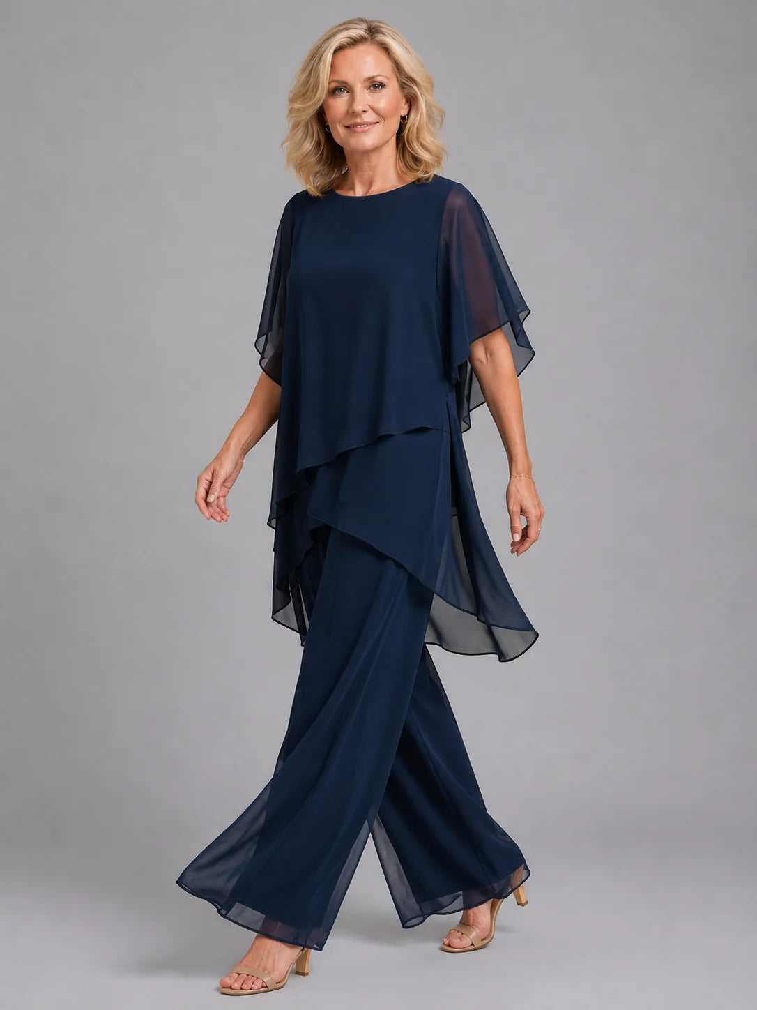 Women’s Chiffon Two-Piece Set – Flowing Wide-Leg Fit