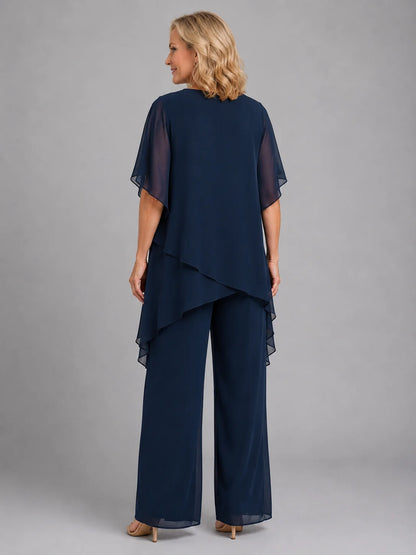 Women’s Chiffon Two-Piece Set – Flowing Wide-Leg Fit