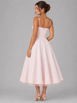 Women’s Corset Midi Dress with Full Skirt – Elegant Occasion Style
