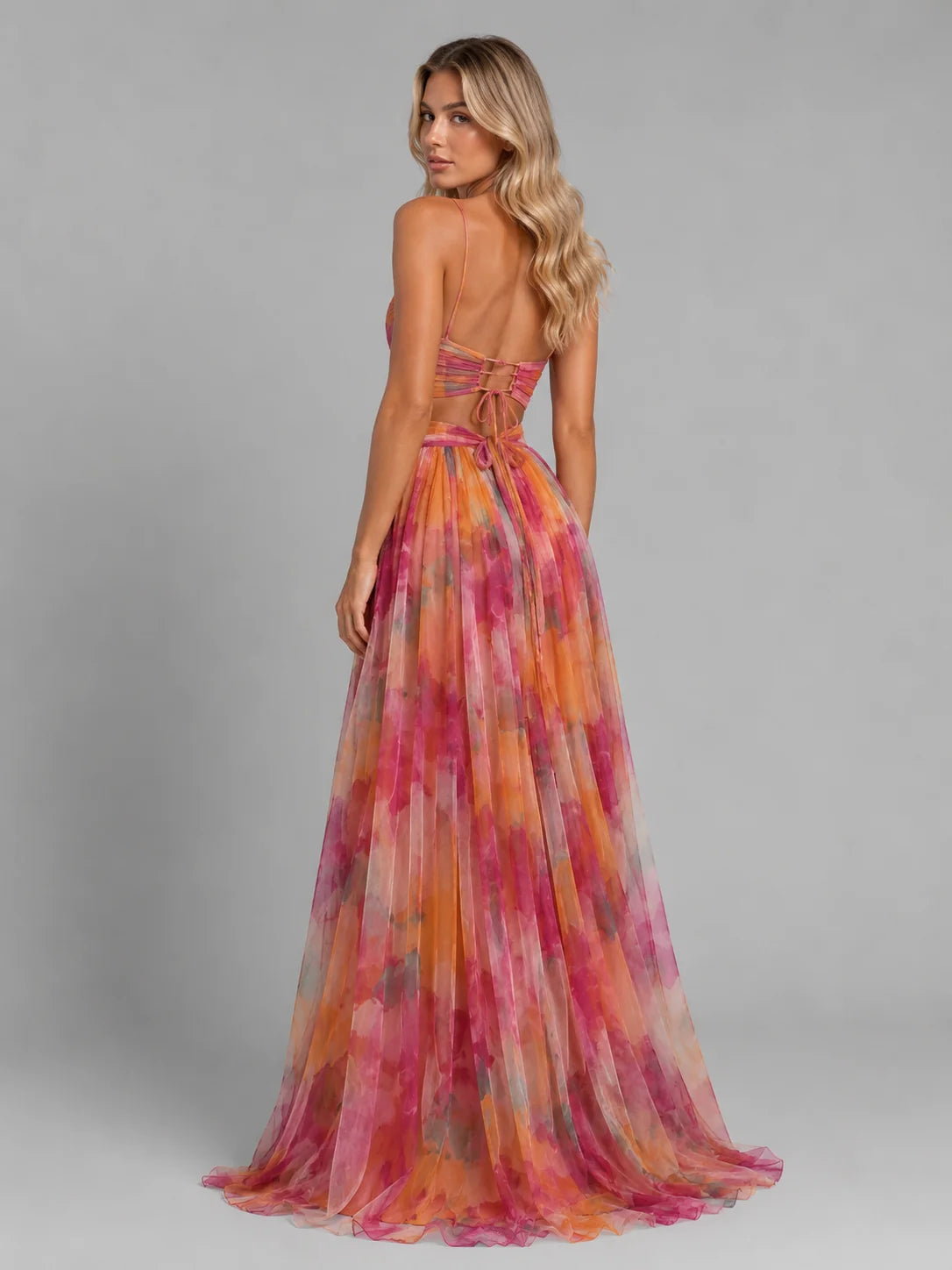 Women’s Floral V-Neck Maxi Dress – Flowing Silhouette