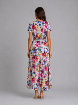 Women's Floral Wrap Midi Dress – Tie Waist Summer Style