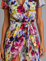 Women's Floral Wrap Midi Dress – Tie Waist Summer Style