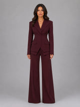 Women’s Tailored Three-Piece Suit – Cinched Waist & Wide-Leg Trousers