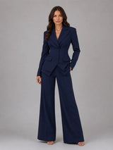 Women’s Tailored Three-Piece Suit – Cinched Waist & Wide-Leg Trousers