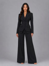 Women’s Tailored Three-Piece Suit – Cinched Waist & Wide-Leg Trousers