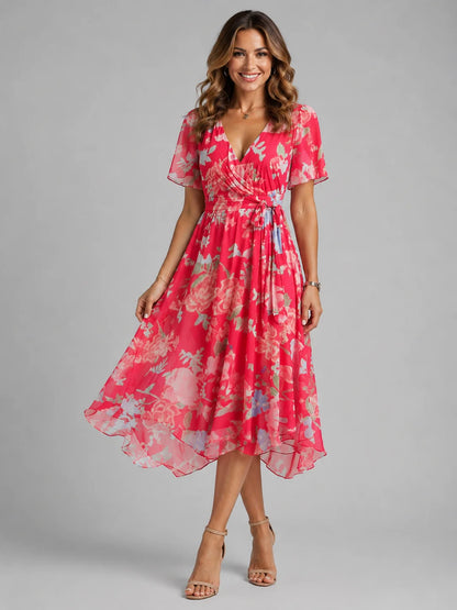 Women’s V-Neck Summer Dress – Flowing Silhouette