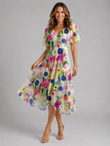 Women’s V-Neck Summer Dress – Flowing Silhouette